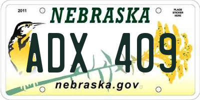 NE license plate ADX409