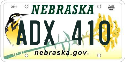 NE license plate ADX410