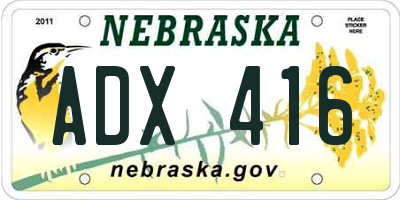 NE license plate ADX416