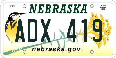 NE license plate ADX419