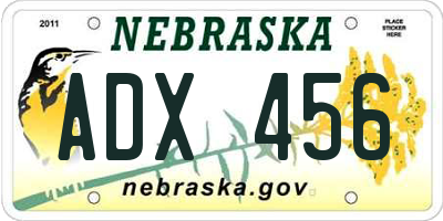 NE license plate ADX456