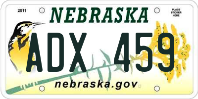 NE license plate ADX459
