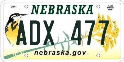 NE license plate ADX477