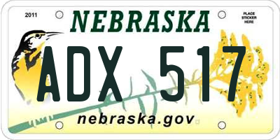 NE license plate ADX517