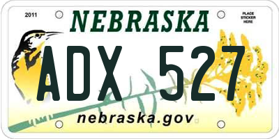 NE license plate ADX527
