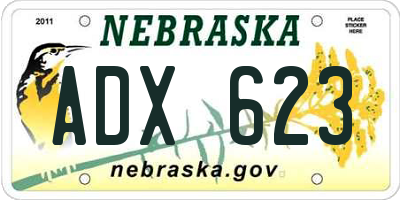 NE license plate ADX623