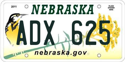 NE license plate ADX625