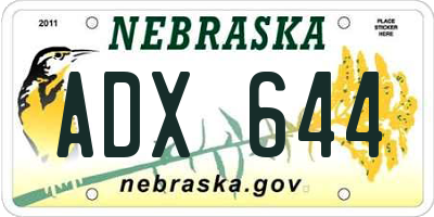 NE license plate ADX644