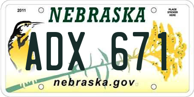 NE license plate ADX671