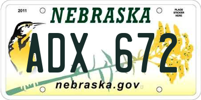 NE license plate ADX672