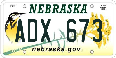 NE license plate ADX673