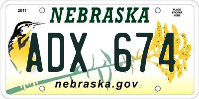 NE license plate ADX674