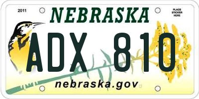 NE license plate ADX810
