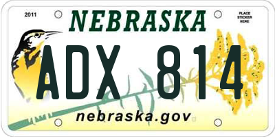 NE license plate ADX814