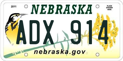 NE license plate ADX914
