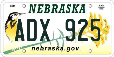 NE license plate ADX925