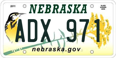 NE license plate ADX971