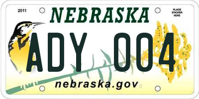 NE license plate ADY004