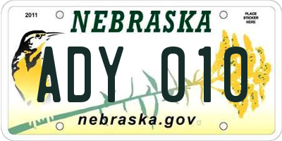 NE license plate ADY010