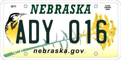 NE license plate ADY016