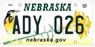 NE license plate ADY026