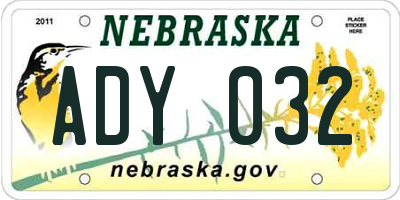 NE license plate ADY032
