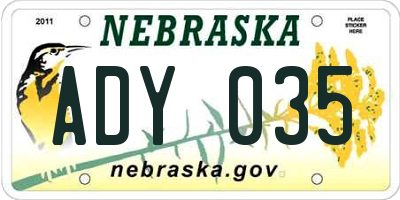 NE license plate ADY035