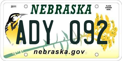 NE license plate ADY092