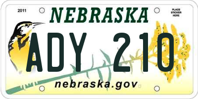 NE license plate ADY210