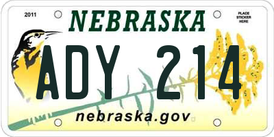 NE license plate ADY214