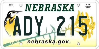 NE license plate ADY215