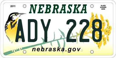 NE license plate ADY228