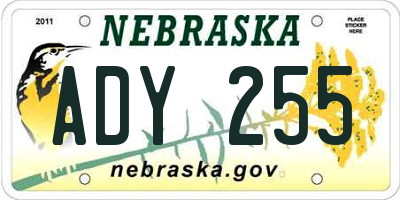 NE license plate ADY255