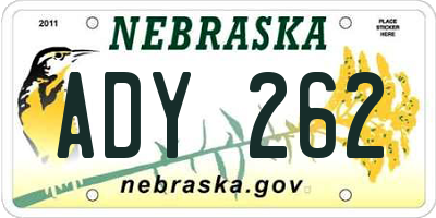 NE license plate ADY262