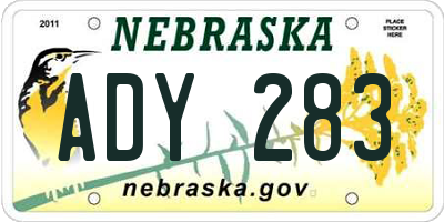 NE license plate ADY283