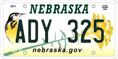 NE license plate ADY325