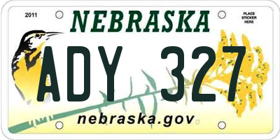 NE license plate ADY327