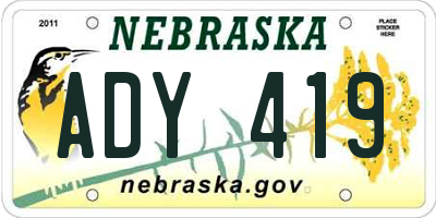 NE license plate ADY419