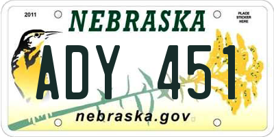 NE license plate ADY451
