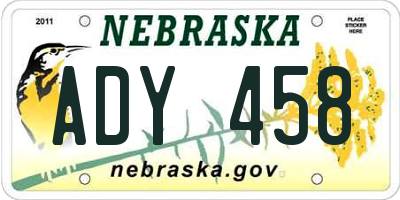 NE license plate ADY458