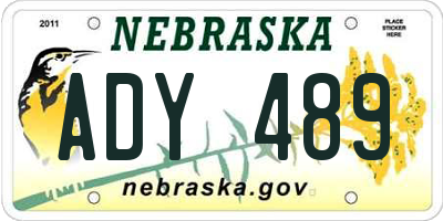 NE license plate ADY489