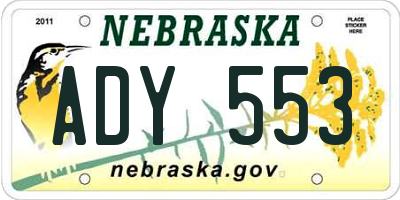 NE license plate ADY553