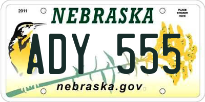 NE license plate ADY555