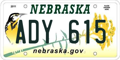 NE license plate ADY615