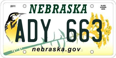 NE license plate ADY663