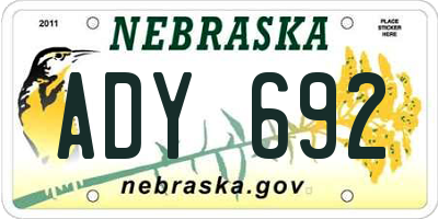 NE license plate ADY692