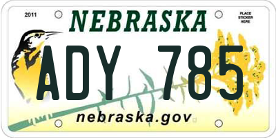 NE license plate ADY785