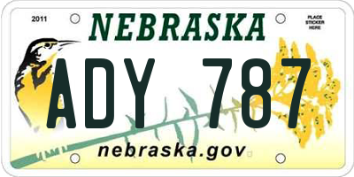 NE license plate ADY787