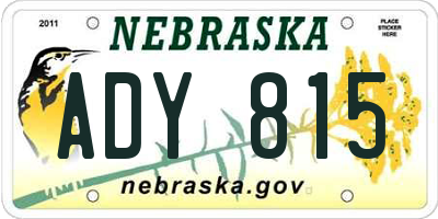 NE license plate ADY815