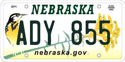 NE license plate ADY855